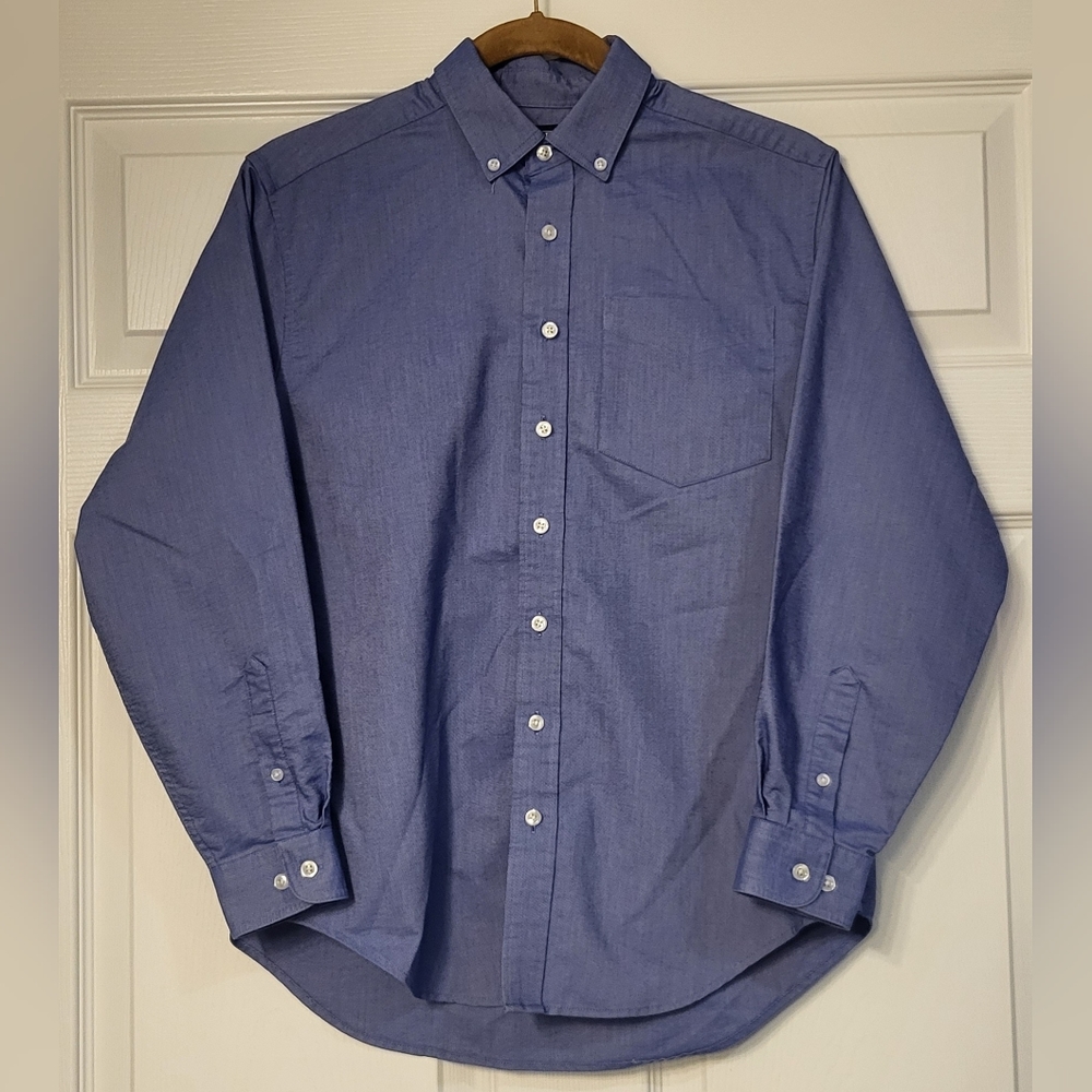 Boy's Land's End Blue Button Down Dress Shirt Size 14